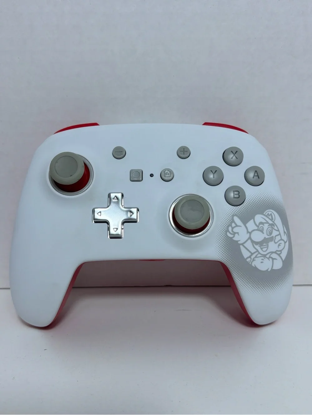 Nintendo White and Red Wired Controller with Mario Artwork